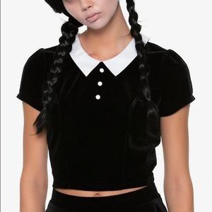 Wednesday Addams Velvet Crop Top